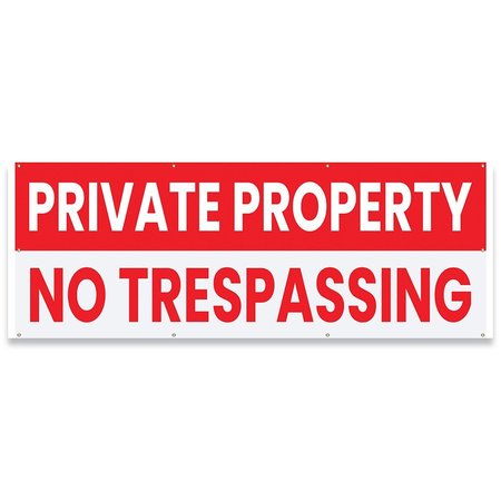 SIGNMISSION Private Property No Trespassing Banner Concession Stand Food Truck Single Sided, 96" H, B-96-30134 B-96-30134